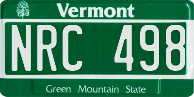 VT license plate NRC498