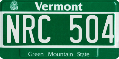 VT license plate NRC504