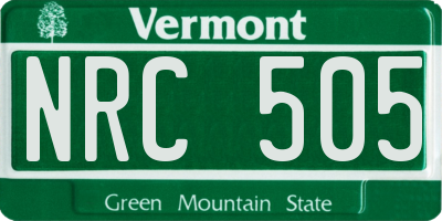 VT license plate NRC505