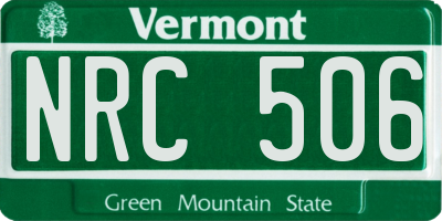 VT license plate NRC506