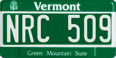 VT license plate NRC509