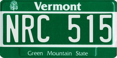 VT license plate NRC515