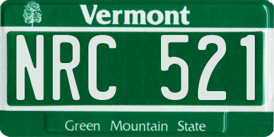 VT license plate NRC521