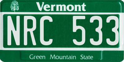 VT license plate NRC533