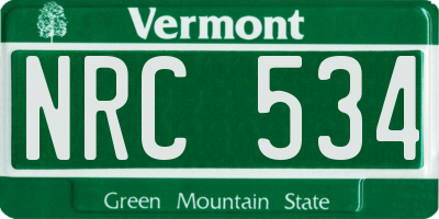 VT license plate NRC534