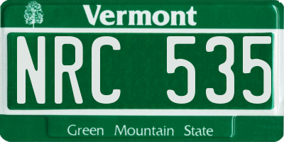 VT license plate NRC535
