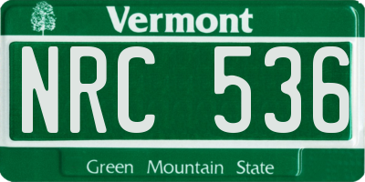 VT license plate NRC536