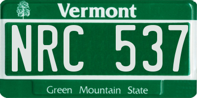 VT license plate NRC537