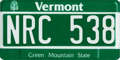 VT license plate NRC538