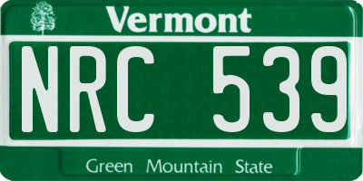 VT license plate NRC539
