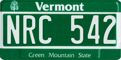 VT license plate NRC542