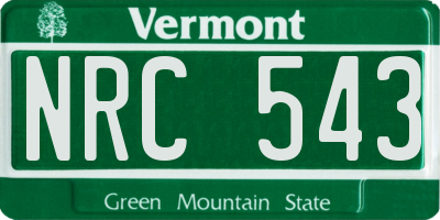 VT license plate NRC543