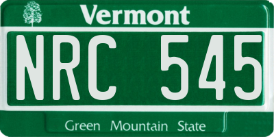 VT license plate NRC545