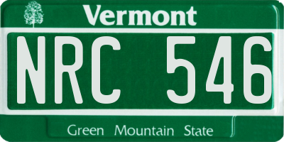VT license plate NRC546