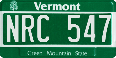 VT license plate NRC547