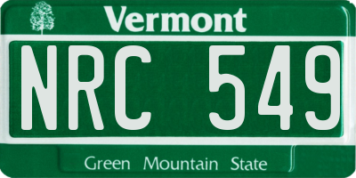 VT license plate NRC549