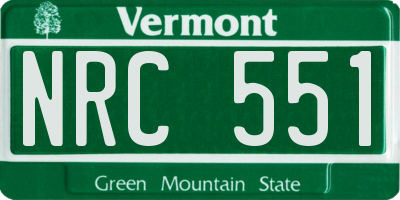 VT license plate NRC551