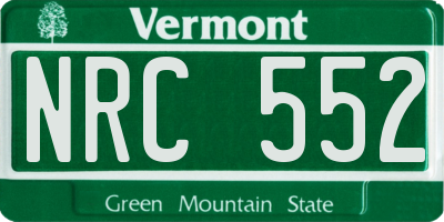 VT license plate NRC552