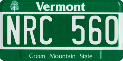 VT license plate NRC560