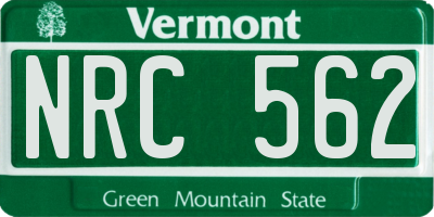 VT license plate NRC562