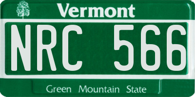 VT license plate NRC566