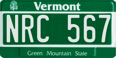 VT license plate NRC567