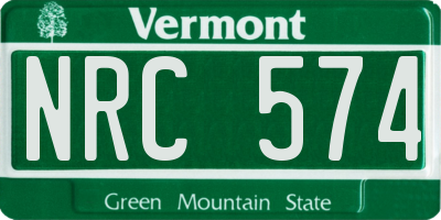 VT license plate NRC574