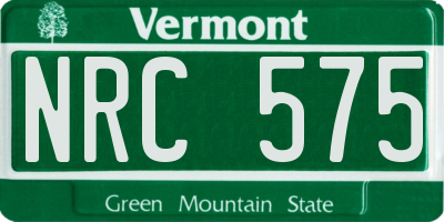 VT license plate NRC575