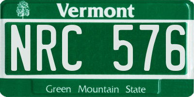 VT license plate NRC576