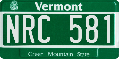 VT license plate NRC581