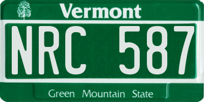 VT license plate NRC587