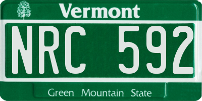VT license plate NRC592