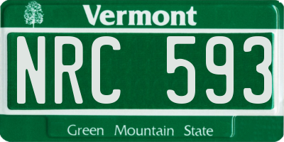 VT license plate NRC593