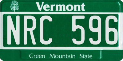 VT license plate NRC596