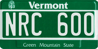 VT license plate NRC600