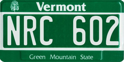 VT license plate NRC602