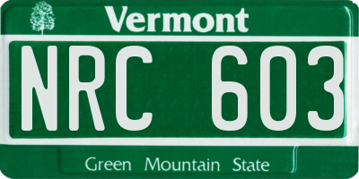 VT license plate NRC603