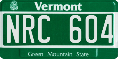 VT license plate NRC604