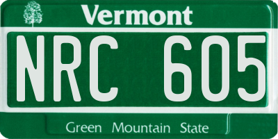 VT license plate NRC605