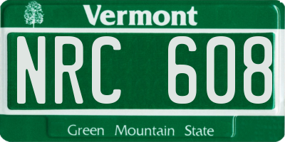 VT license plate NRC608