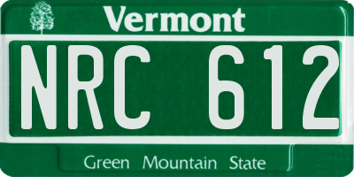 VT license plate NRC612