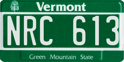 VT license plate NRC613