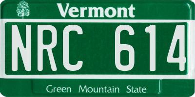 VT license plate NRC614