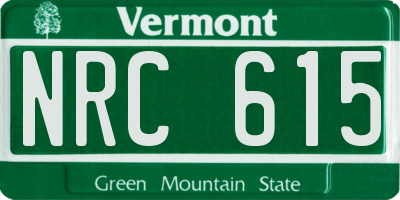 VT license plate NRC615
