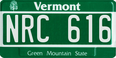 VT license plate NRC616