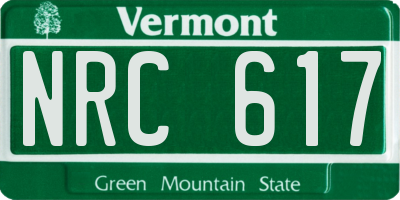 VT license plate NRC617