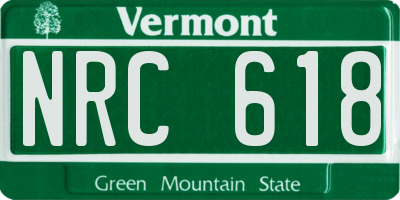 VT license plate NRC618