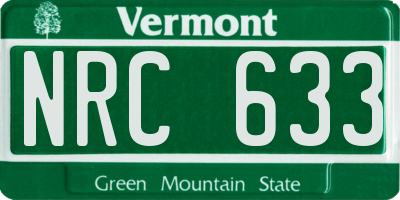 VT license plate NRC633