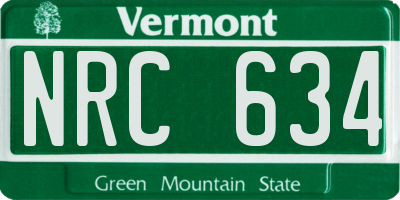 VT license plate NRC634