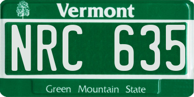 VT license plate NRC635